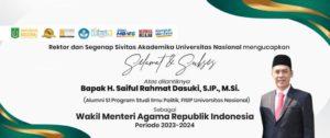 Read more about the article Selamat & Sukses Atas dilantiknya Wakil Menteri Agama RI