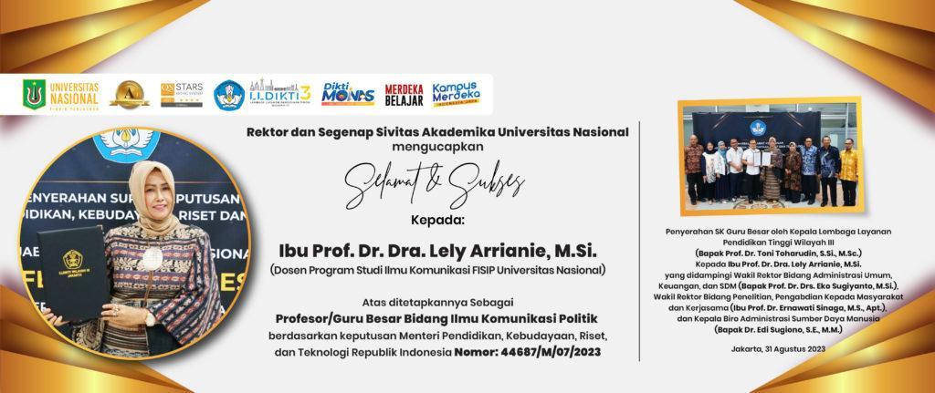 You are currently viewing Selamat & Sukses Kepada Ibu Prof. Dr. Dra. Lely Arrianie, M.Si. Atas ditetapkannya Sebagai Profesor/Guru Besar Bidang Ilmu Komunikasi Politik