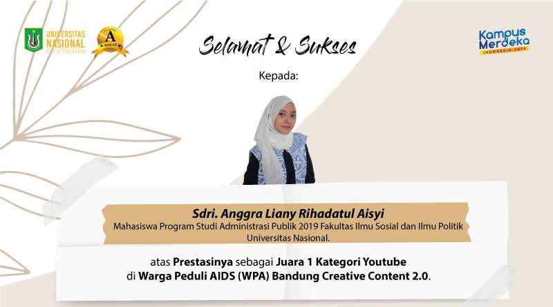 Read more about the article Selamat & Sukses Kepada Sdri. Anggra Liany Rihadatul Aisyi Atas Prestasinya