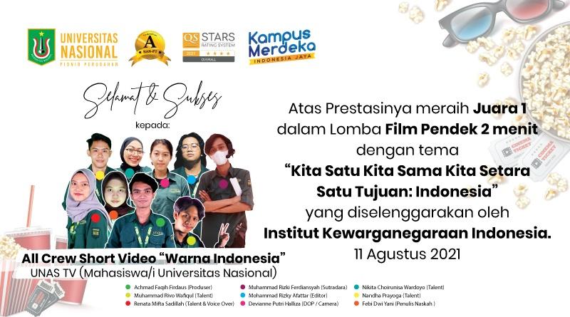 Selamat & Sukses Kepada Mahasiswa/Mahasiswi All Crew Short Video “Warna Indonesia” (UNAS TV)