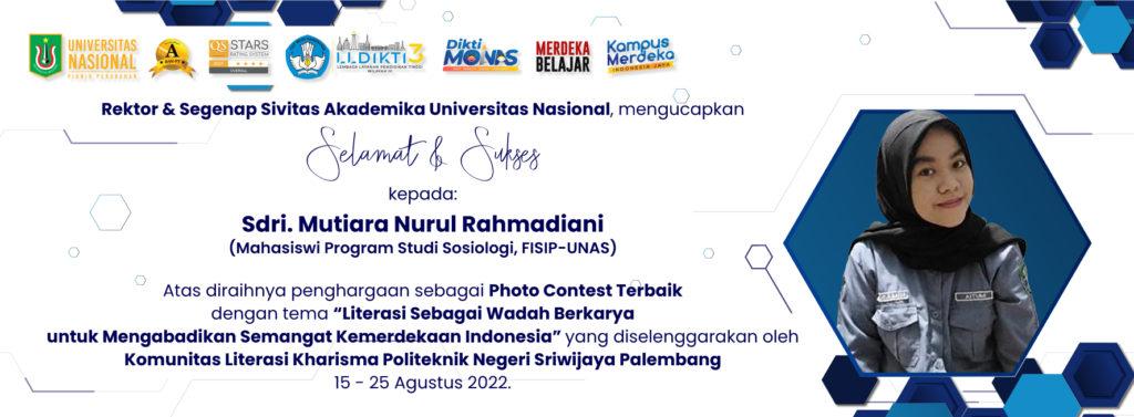 Read more about the article Selamat Dan Sukses Kepada Sdri. Mutiara Nurul Rahmadiani Atas Prestasinya