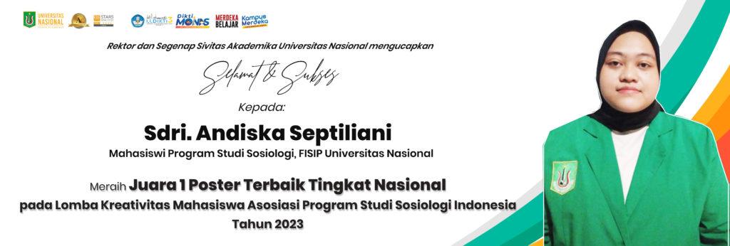 Read more about the article Prestasi Sdri. Andiska Septiliani, Mahasiswi Sosiologi FISIP UNAS