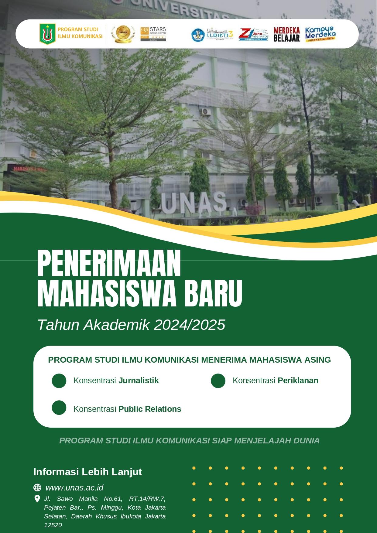 You are currently viewing Penerimaan Mahasiswa Baru Program Studi Sarjana Ilmu Komunikasi Tahun Akademik 2024/2025