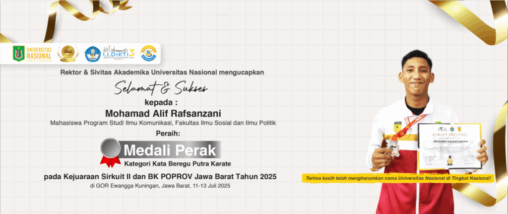Selamat dan Sukses Kepada Mohamad Alif Rafsanzani Mahasiswa Prodi Ilmu Komunikasi, FISIP UNAS atas Prestasinya